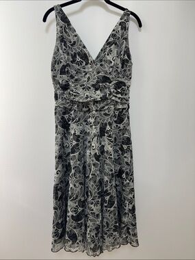 M&Co Elegant Black and Gray Floral Dress